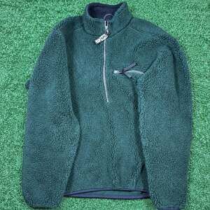 Sierra Designs Fleece Pullover Size M Green Sherpa Half Zip USA Made